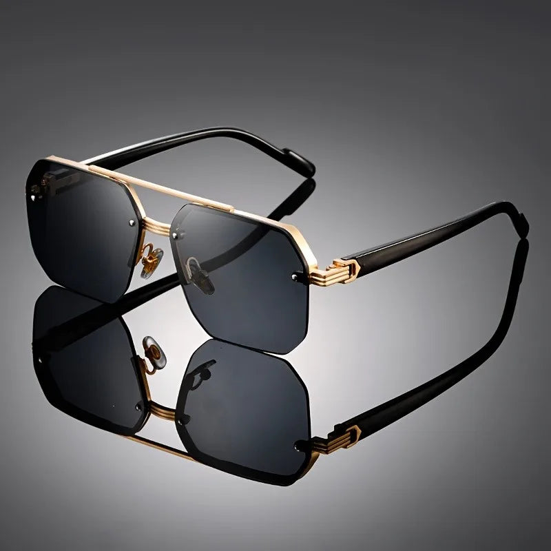 1 Pair of Retro Large Frame Polygonal Half Frame Fashionable Glasses, Suitable for Birthday Gifts and Photography Props