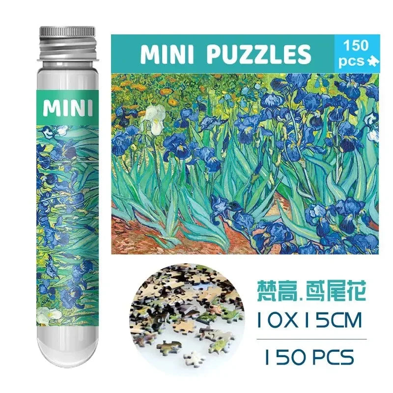MaxRenard Jigsaw Puzzle 150pcs Mini Test Tube 15*10cm Travel Game World Famous Van Gogh Oil Paintings Puzzles for Adults