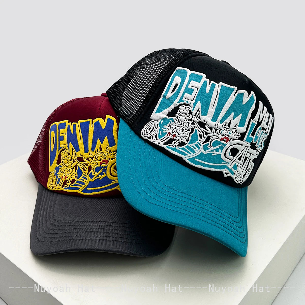 New Unisex 3D Printed Colored Letter Personal Baseball Hats Sunshade Hip Hop Breathable Color Block Trucker Caps Mesh Versatile