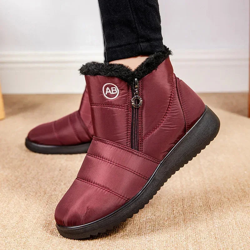 Warm Thick Plush Winter Ankle Boots for Women 2025 Zip Non Slip Waterproof Snow Boots Woman Soft Sole Cotton Shoes Plus Size 44