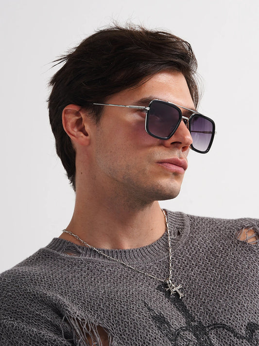 Ruiao 2026 Square Mens Designer Sunglasses Metal Frame Gradient Luxury Shades UV400 Rectangle Pilot Sun Glasses for Men