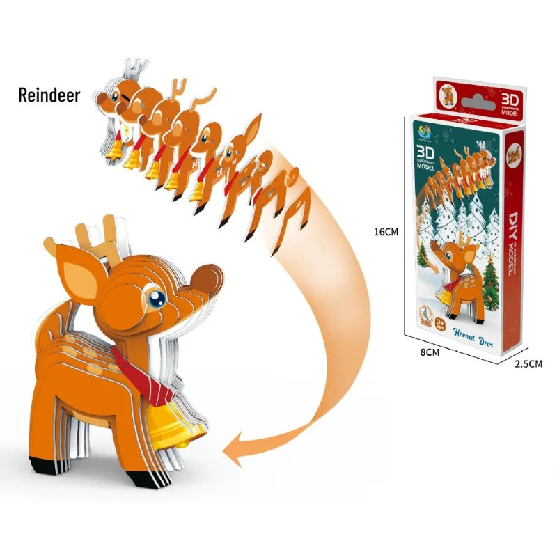 3D Merry Christmas Puzzle Children's Paper Christmas DIY Advanced Puzzle Enlightenment Kindergarten Toy Educational Toys