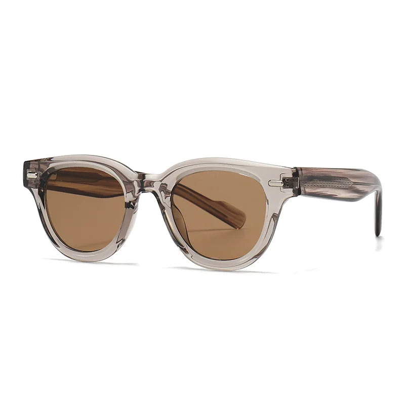 JNPCXI New Round Sunglasses Men Shade Sun Glasses CP Stainless Steel Core Quality Driving Fishing Uv400