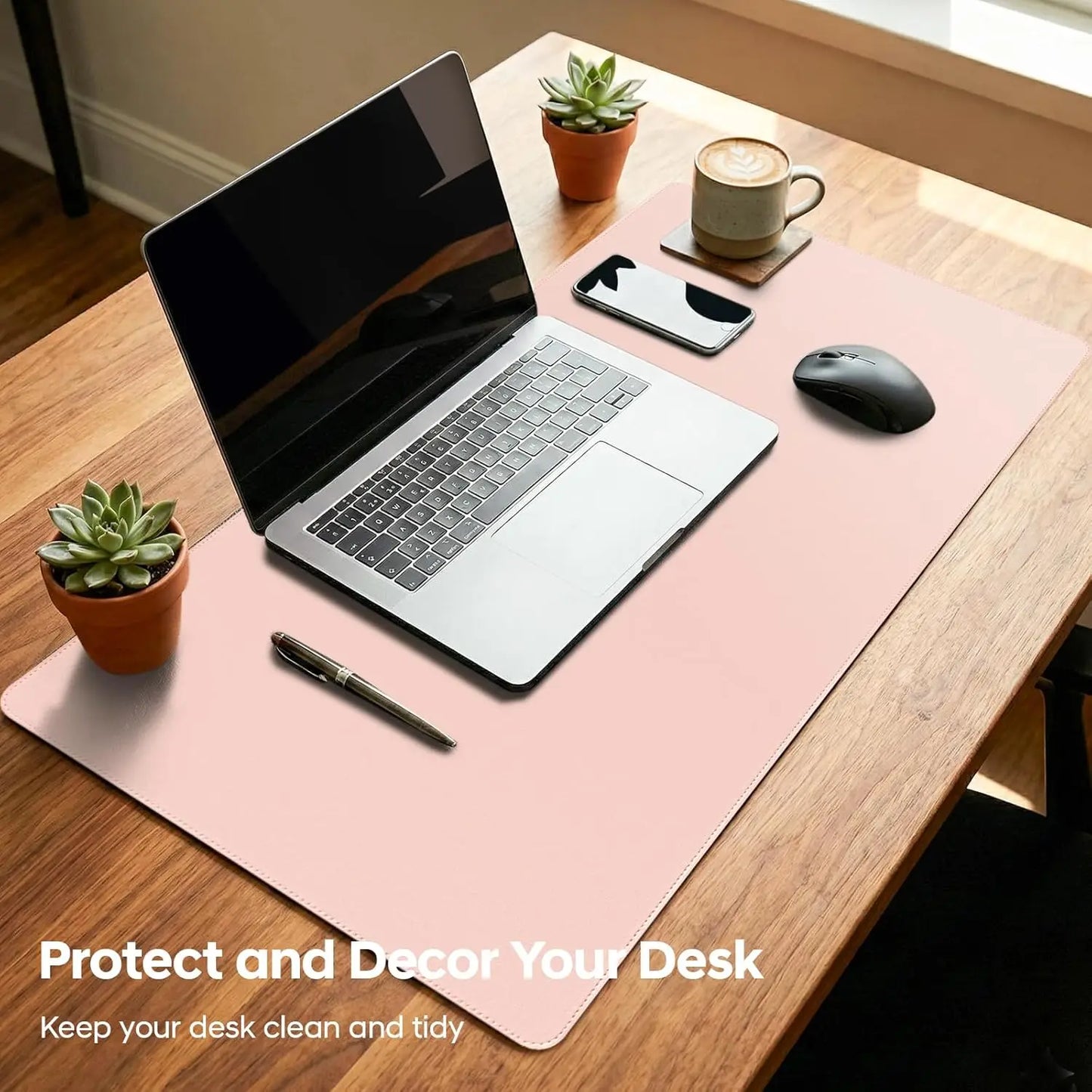 Mouse Pad Large ,PU Desk Pad , Office Desk Mat, Non-Slip PU Leather Desk Blotter, Computer Desk Pad for Office and School