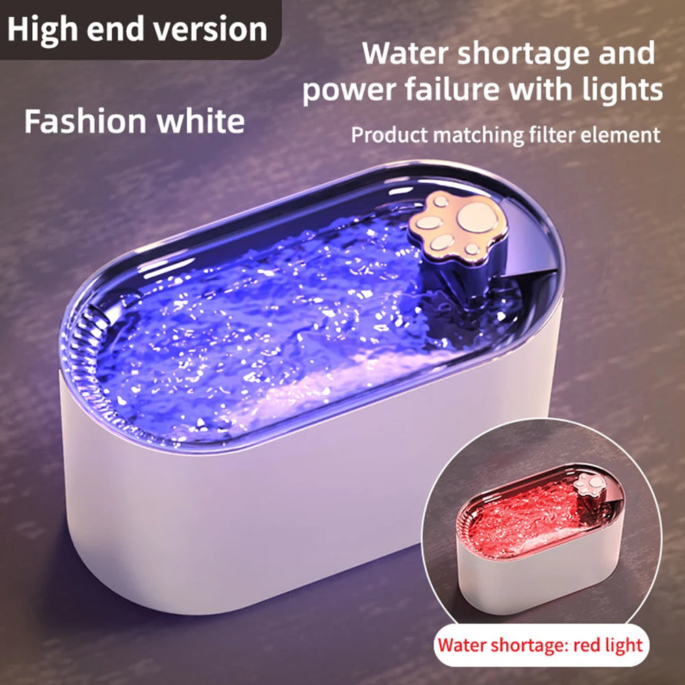 3L LED Light Ultra-Quiet Pets Water Fountain Smart Water Dispenser USB Electric