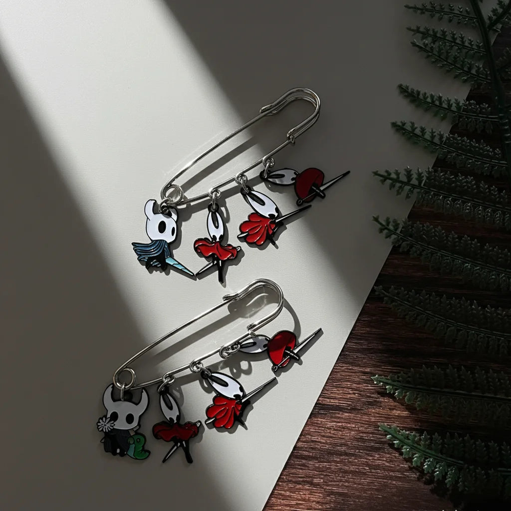 Hollow Knight Silksong 6.5cm Large Safety Pin Cartoon Enamel Brooch Badge Fashion Jewelry for Autumn Winter Coat Accessory