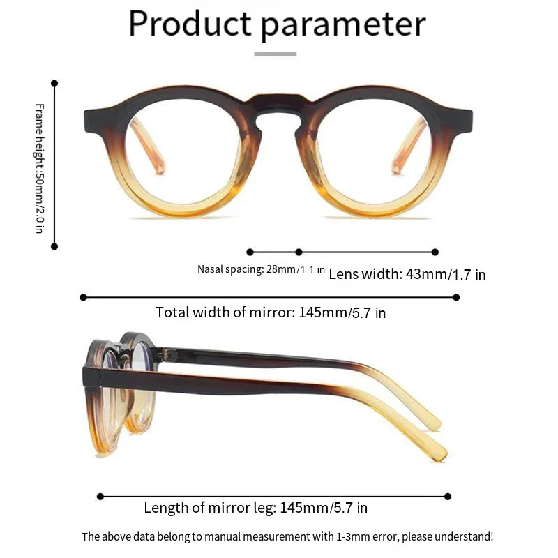JNPCXI Classic Retro Glasses Frame Men Women Ultralight Round Small Frame Anti Blue Light Transparent Lens Eyeglasses