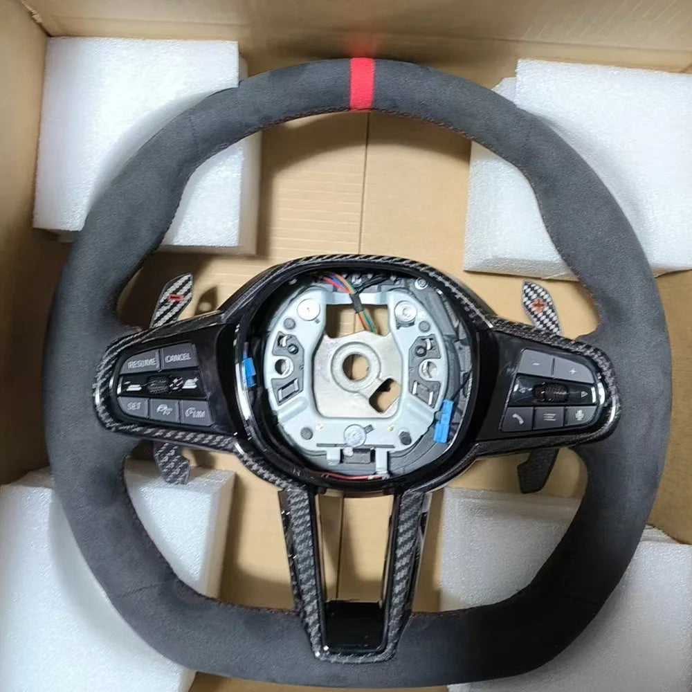 Carbon Trim CS Sports Steering Wheel For BMW G20 G22 G30 G31 G32 G82 G87 G42 G21 M3 G80 M4 Car M1M2 Button Alcantara