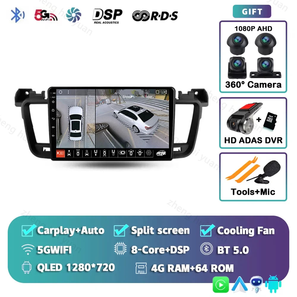 For Peugeot 508 2011 - 2018 Android 15 12+256GB CarPlay Auto Car Radio Multimedia Video Player GPS stereo Head Unit 4G WIFI