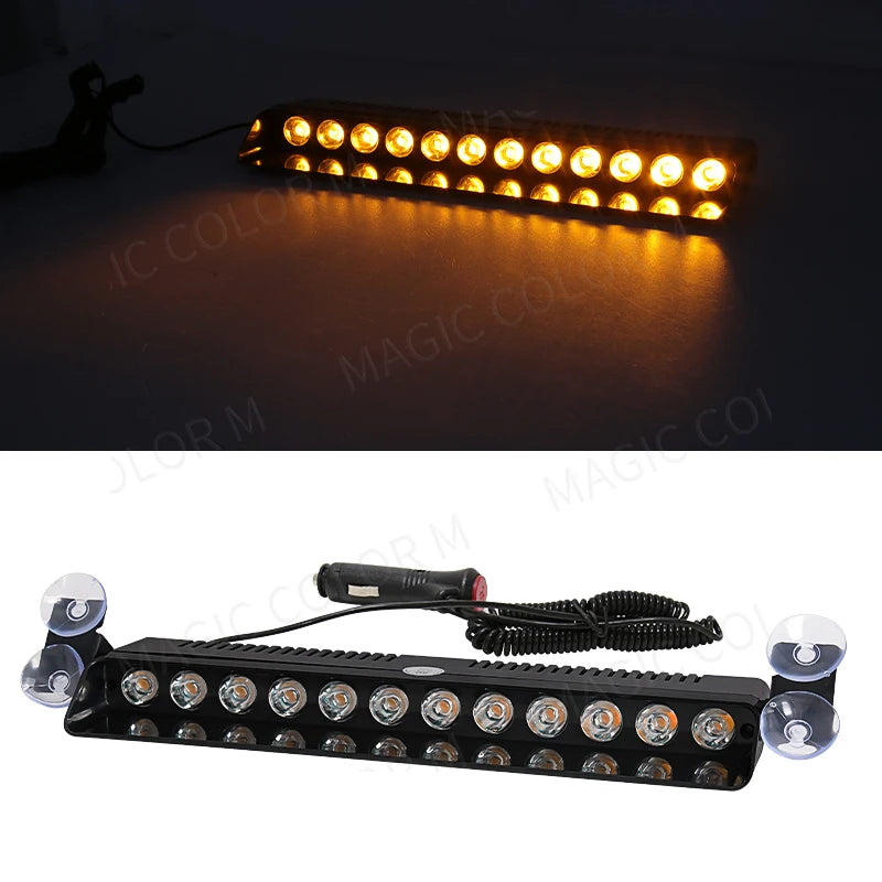 12 LED Car Strobe Lights Emergency Car Flash Parking Signal Warning Lamp Windshield Red/Blue/Yellow/White Waterproof 12V 12W