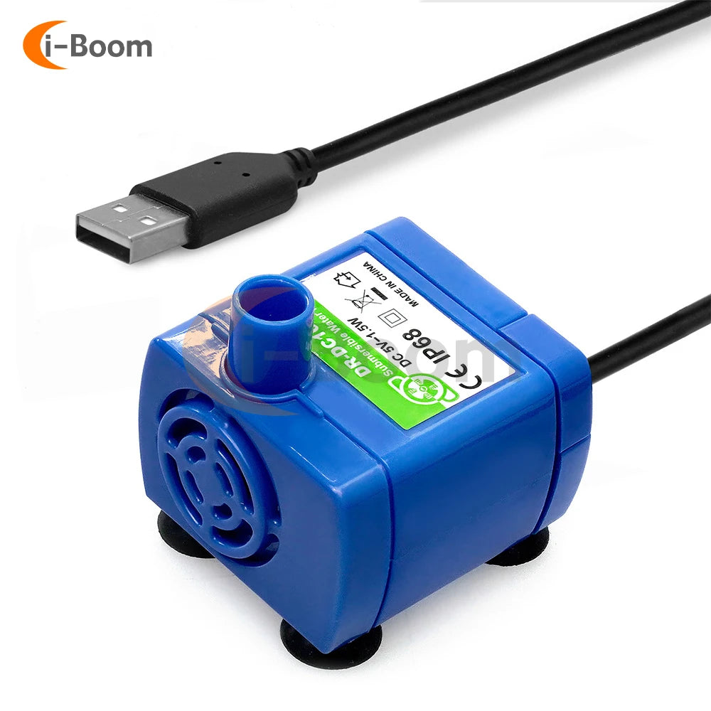 DC 5V 160L/H 1.5W Mini Submersible Pump USB Ultra-Quiet Pet Water Dispense