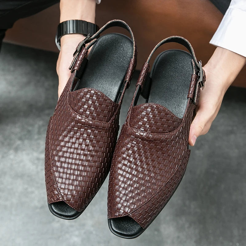 Summer High Quality Brogue Shoes Sandals Men British Style Casual Leather Sandals For Men Yuppie Business Shoe Male
