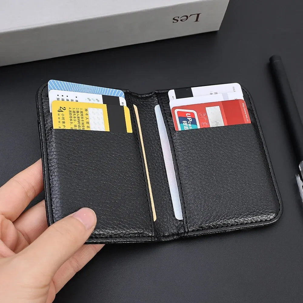 Portable Slim PU Leather Men Wallet Mini ID Credit Card Holder Thin Short Purse