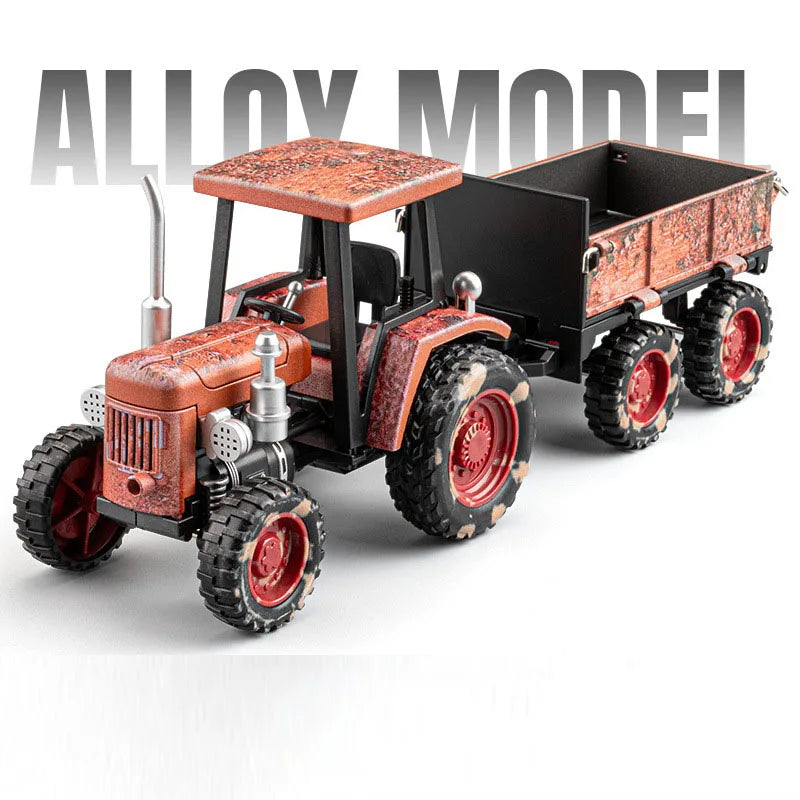 1/32 Simulation Tractor Toys Car Model Alloy Metal Body Agricultural Vehicle Pull Back Sound Light Function Toy Car For Boy Gift