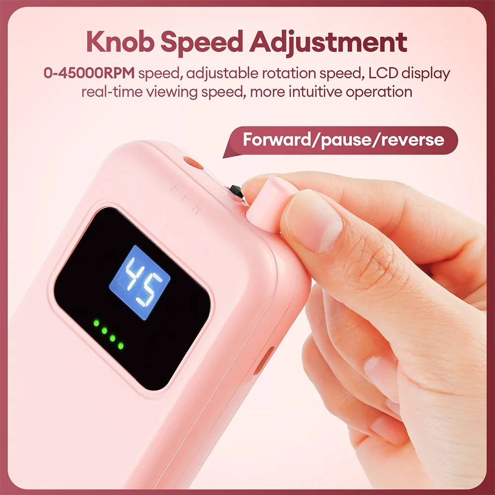 45000RPM Wireless Use Nail Drill Machine 1200mAh Nail Drill Milling Sander Nail Art Manicure Grinder Nail Polisher Cutter Kit