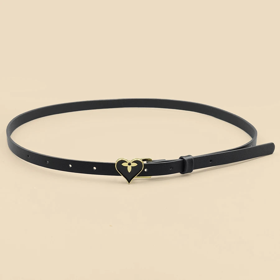 Black Heart-Shaped Fashionable Women's Slim Waist Belt, Y2K Style Personalized Simple Waist Belt, Girls' Skirt Dress Accessories