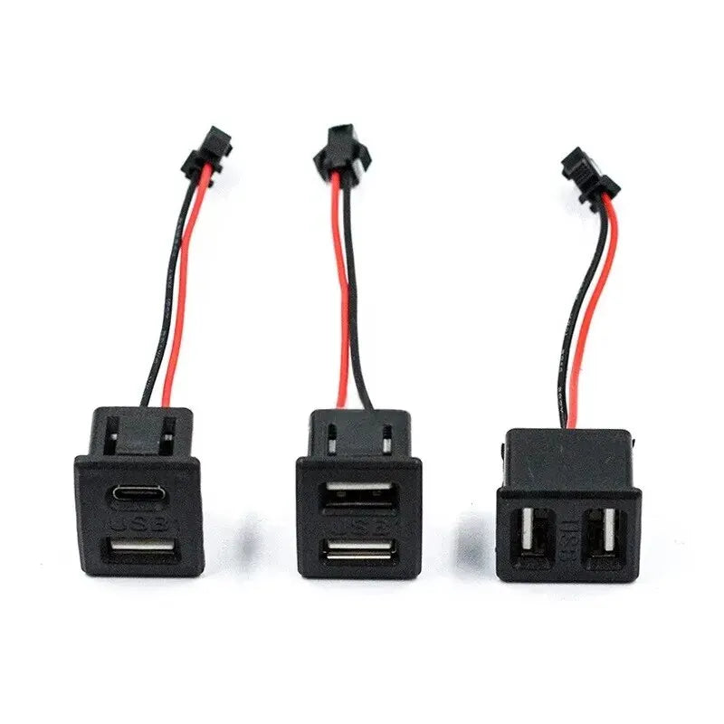 1/2Pcs Black Double Layer Usb Female Base Type-C Socket and Female Usb Lamp Charging Socket Power Socket With Cable Connector