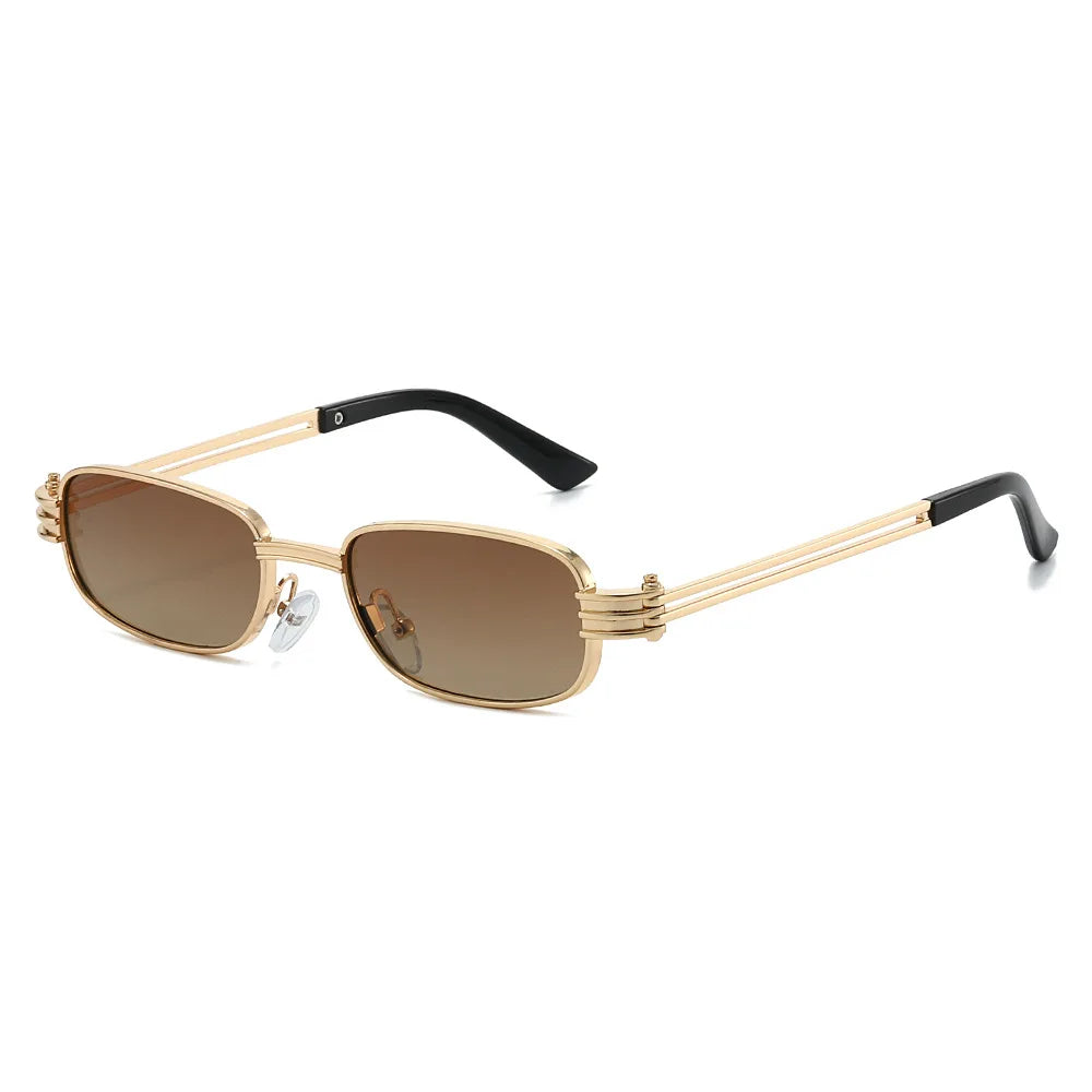 JNPCXI New Ins Popular Fashion Small Rectangle Metal Men Sunglasses Retro Brand Designer Shades UV400 Punk Women Sun Glasses