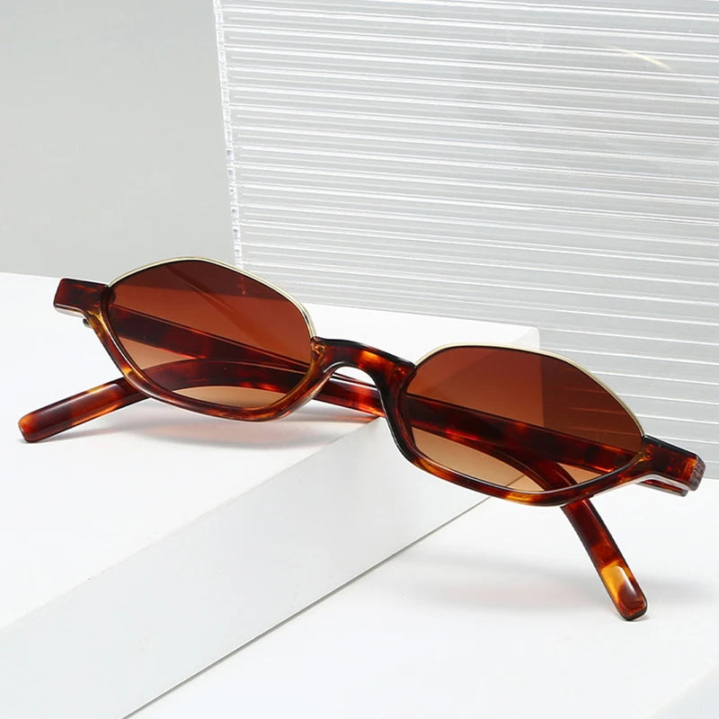 JNPCXI New Semi-Metal Polygon Cat Eye Women Orange Sunglasses Fashion Candy Color Shades UV400 Men Sun Glasses