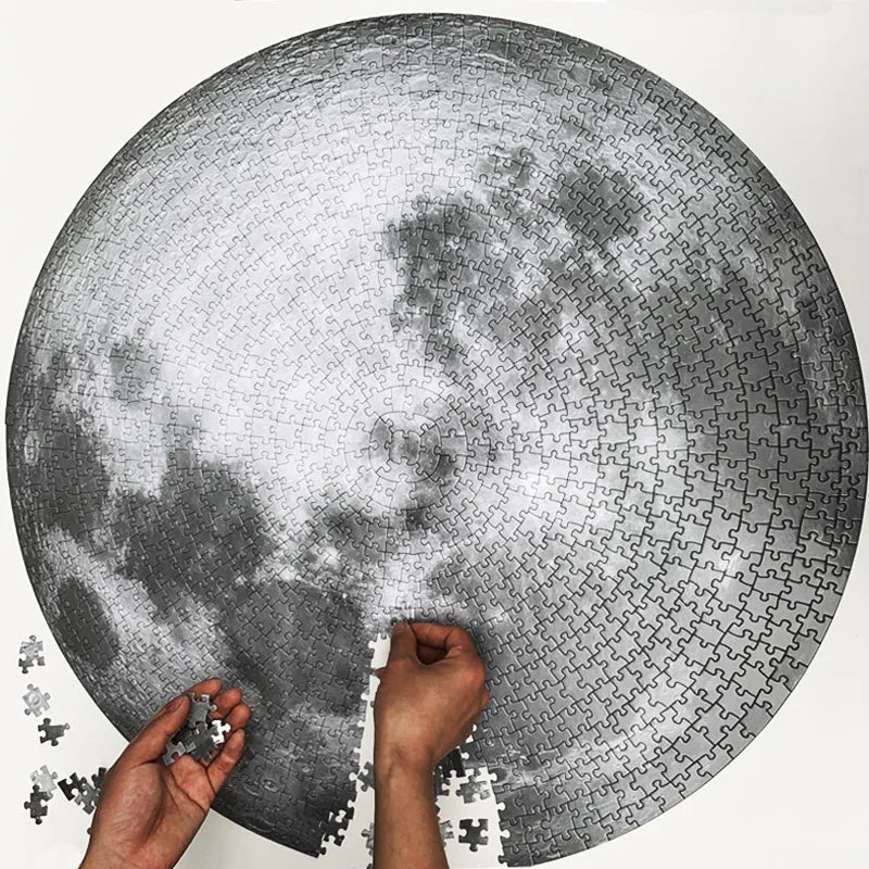 Adult Round Puzzle 1000 Pieces Moon Challenge Games Learning Educational Puzzle Moon Puzzle Space Flat Puzzle Difficult  Toys