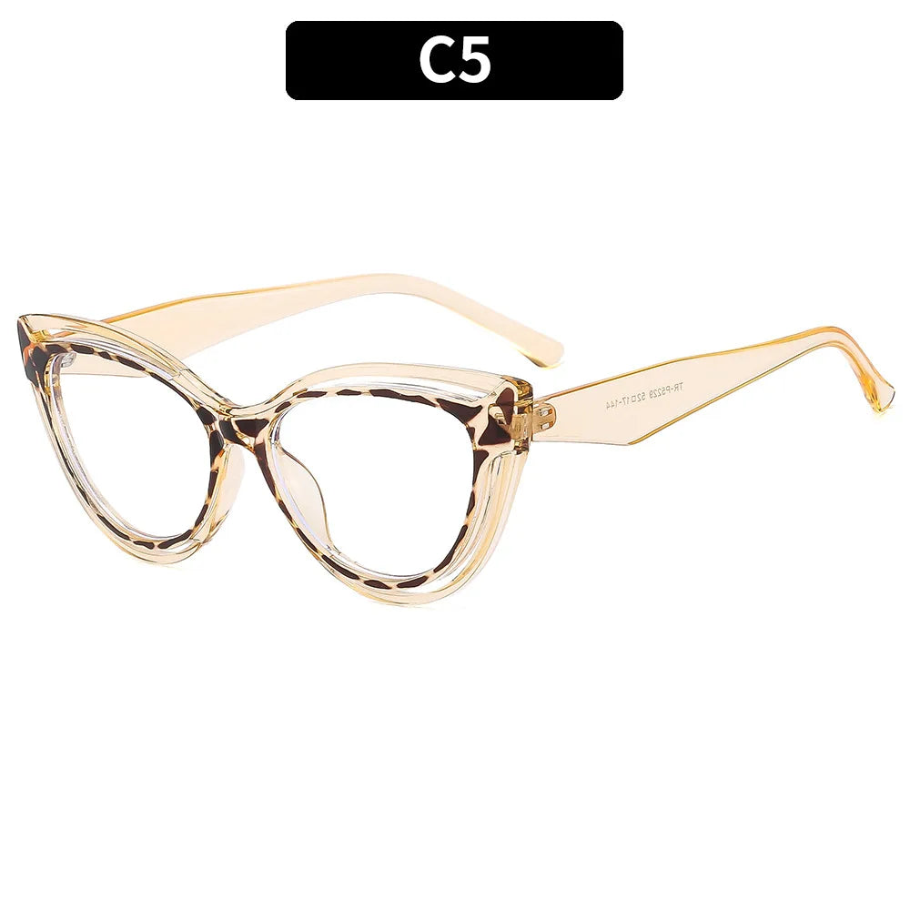 JNPCXI New Fashion TR90 Cat Eye Women Anti Blue Light Glasses Frame Retro Men Optical Luxury Eyewear