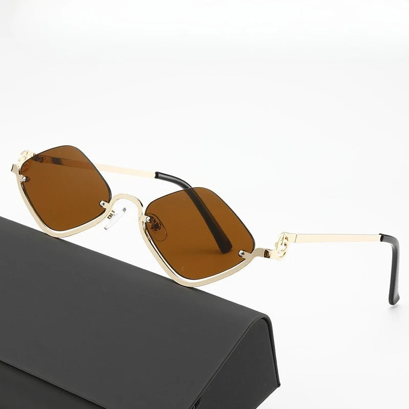 European and American Semi-Framed Retro Rhombus Sunglasses Punk Style Slim-Face Slimming Men's and Women's Shades