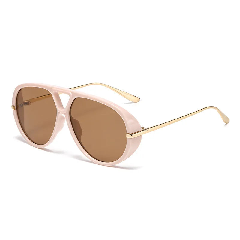 JNPCXI Fashion Double Bridges Pilot Women Oversized Sunglasses Retro Candy Color Green Gradient UV400 Men Punk Sun Glasses