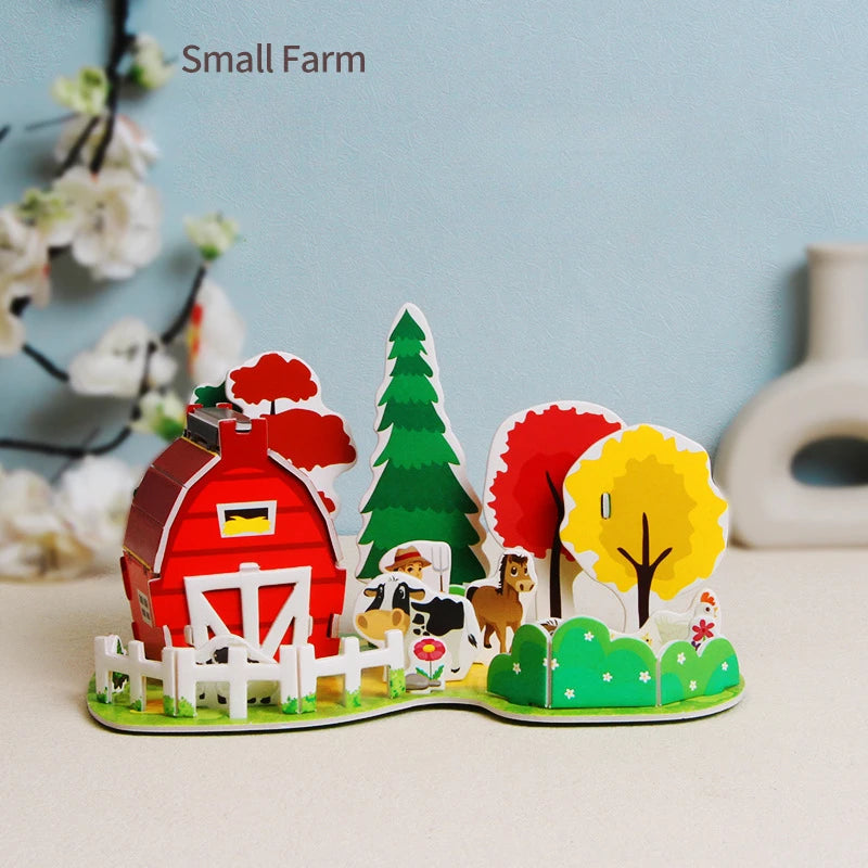 DIY Fidget Toys 3D Puzzle Paper House Kindergarten Early Education Puzzle Handmade Children's Elementary School Students