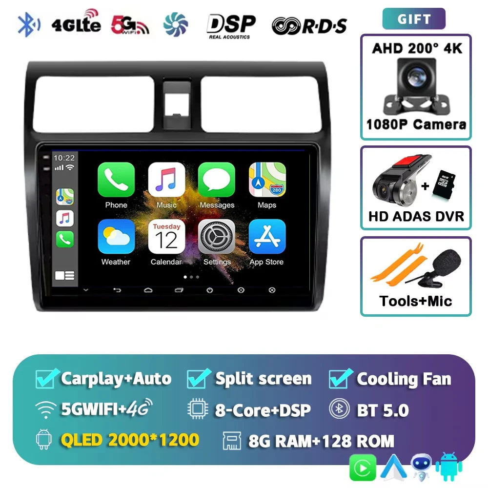 Android 15 2K 12+256GB  For Suzuki Swift 2003 - 2010 Car Radio Multimedia Video Player wireless Carplay Android Auto GPS stereo