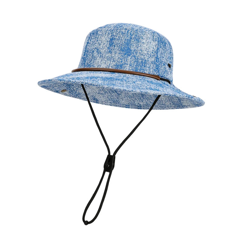6142-New spring and summer women's outdoor fisherman hats for hiking and fishing, water-washed denim hatswithversatilelargebrims