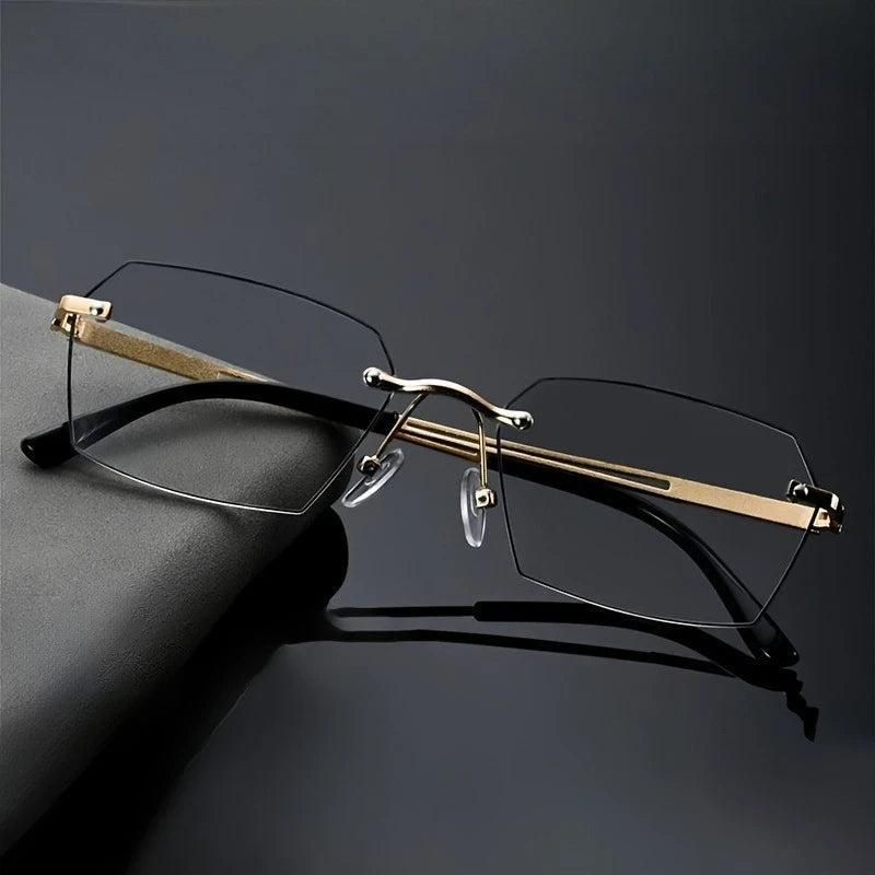 Fashionable Business Style Color Changing Reading Glasses with Hexagonal Frame Design, High-definition and Durable Glasses