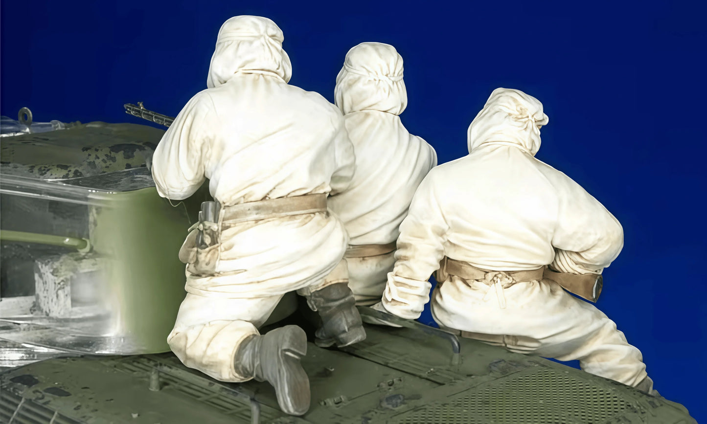 1/35 Resin Model Character Kit Gk, T34 Tank Team of 3 People, Unpainted Assembly Kit
