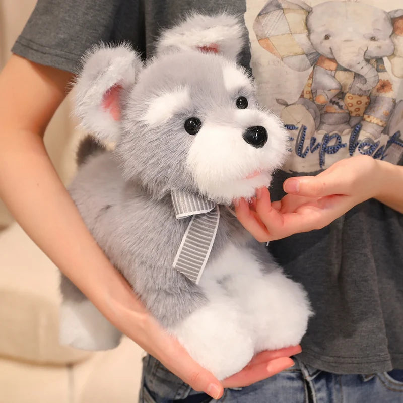 Hot sales Lovely Schnauzer Dog Plush Toy Soft Simulation Stuffed Animal Toys For Boys Cute Photo Props Girls Birthday Gift 30cm
