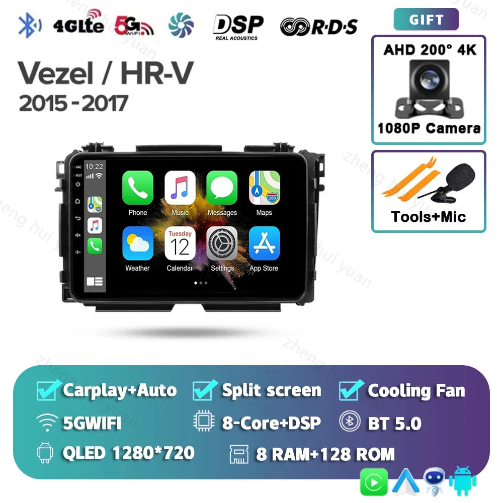 For Honda Vezel HR - V HRV HR V 2013 - 2019 Android 15 12+256GB CarPlay Auto Car Radio Multimedia Video Player GPS stereo Head