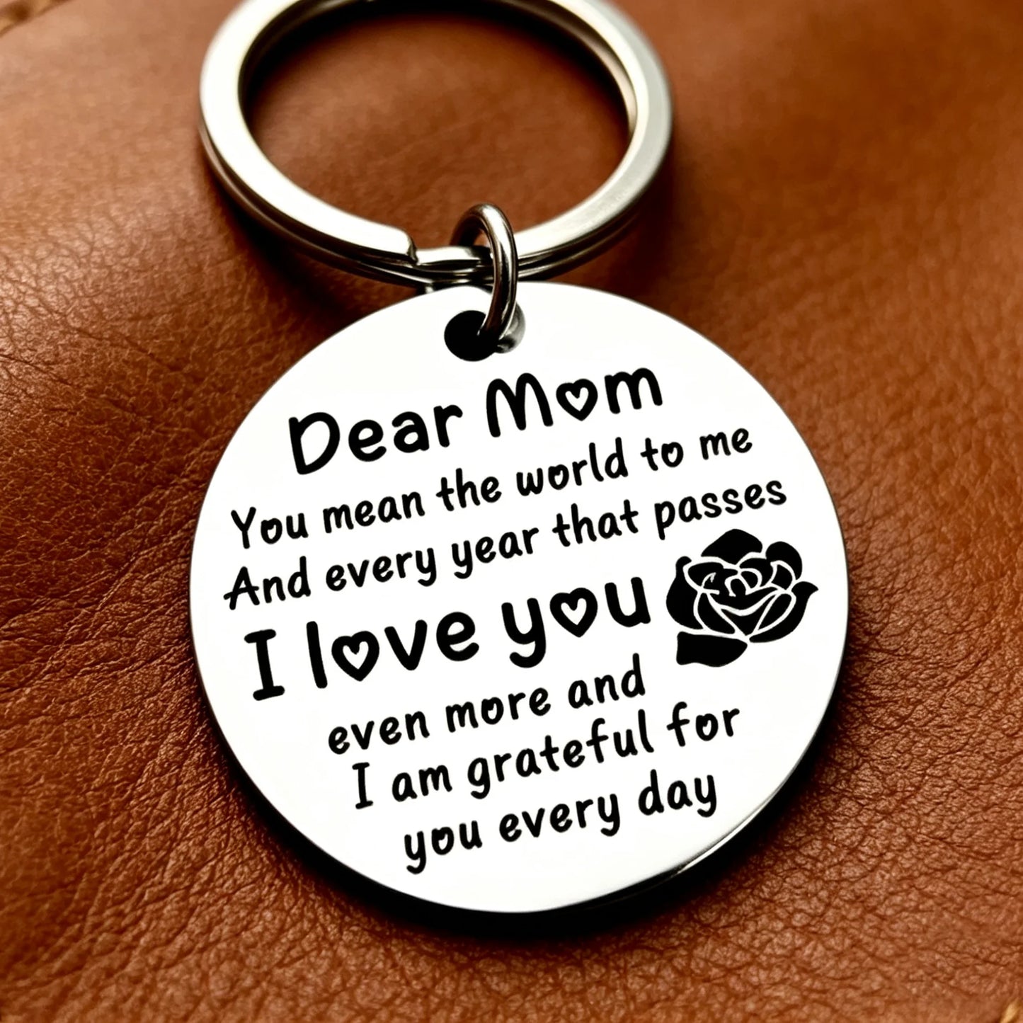 Stainless Steel 'Dear Mom I Love You' Keychain - Perfect Gift for Mother's Day, Birthday, Christmas, Thanksgiving