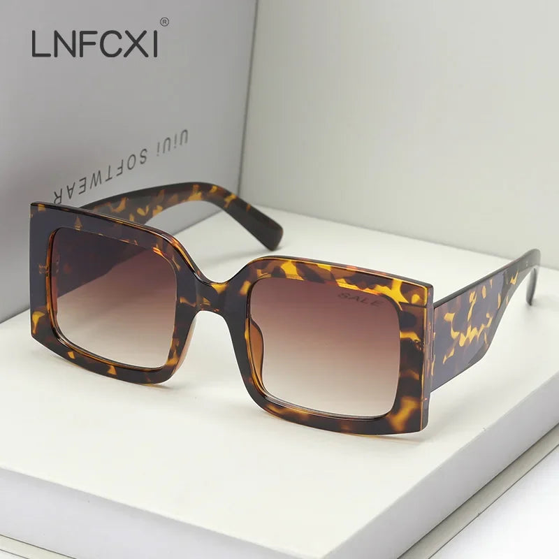 JNPCXI Beige Vintage Rectangle Women Sunglasses Ins Popular Fashion Blue Light Tea Eyewear Men Trending Sun Glasses Shades UV400