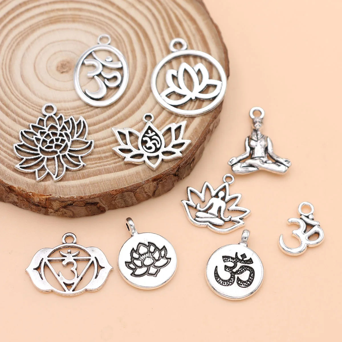 10PCS Silver Plated Yoga Charms Pendant for Jewelry Making Necklace Earrings Bracelet DIY Findings Craft Mix