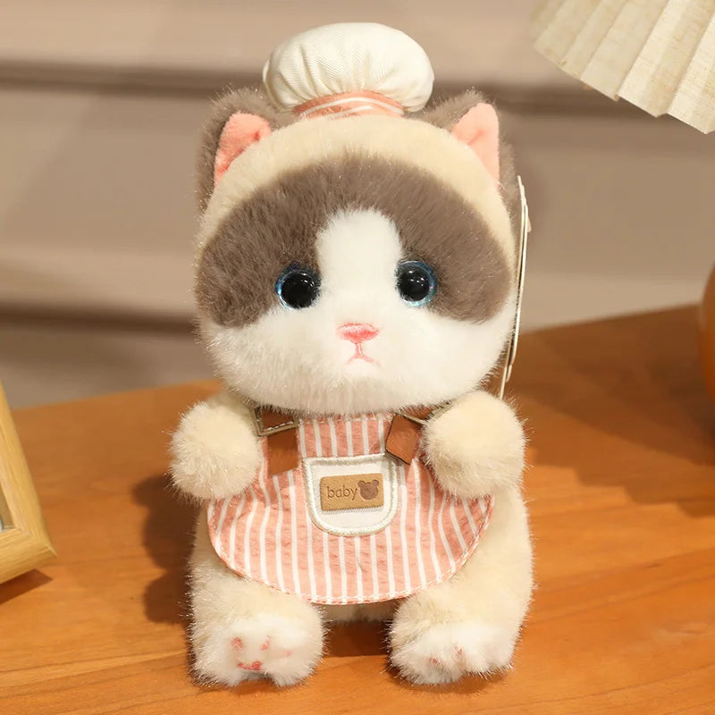 Super Cute Mini Chef Kitten Plush Toys Delicate Handmade Cartoon Pastry Chef Cat Doll Funny Keychain Bags Decro Toys Nice Gift