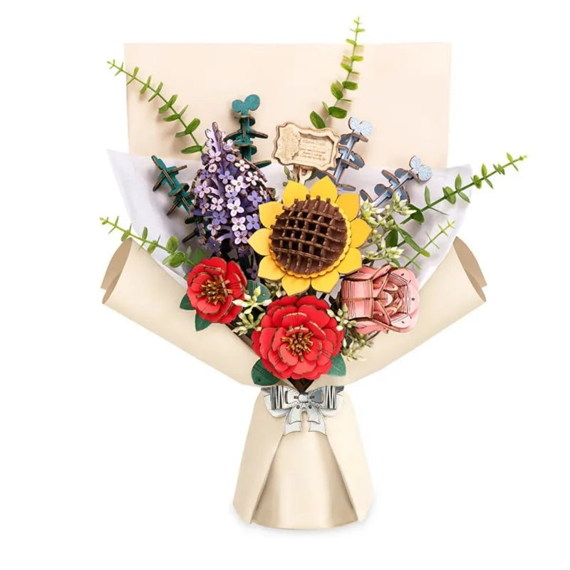 3D Wooden Three-dimensional Puzzle Wooden Puzzle Assembling Toy Handmade Ornament Decoration Girl  Educational Toys Sunflower