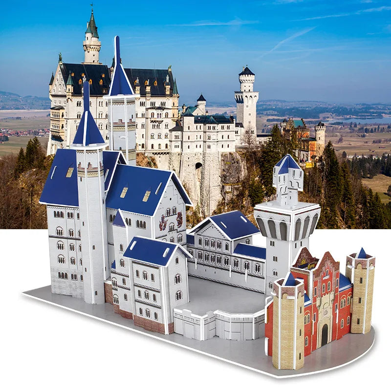 DIY Paper 3D Puzzle Model World Attractions Construction Children's DIY Intellectual Development Educational Toys for Kids