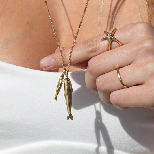 Uworld Minimalist 18K Gold Color Plated Stainless Steel Size Pisces Pendant Necklace Women's Accessories Party Gift