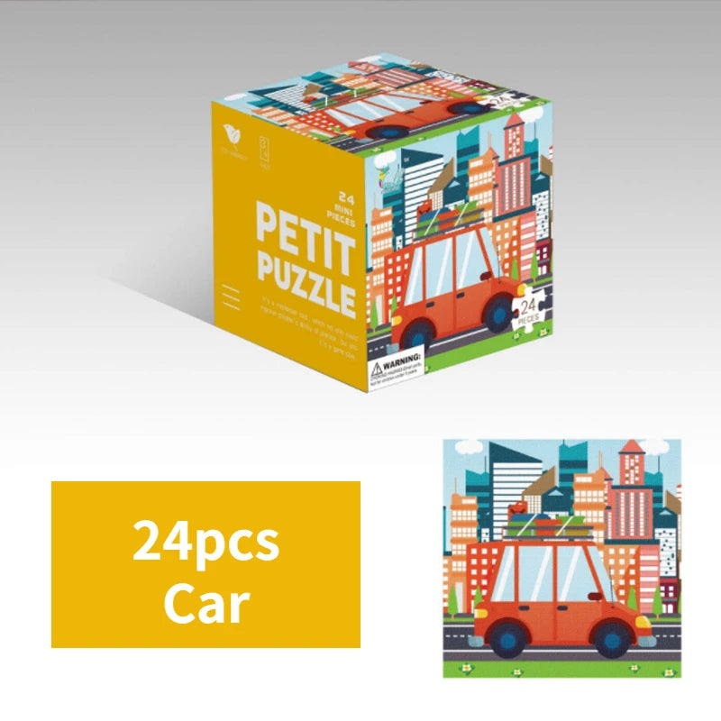Mini 24 Pieces Kids Paper Puzzle Children Petit Puzzle Early Education Toys Intellectual Toy 3 Years Old English Packaging