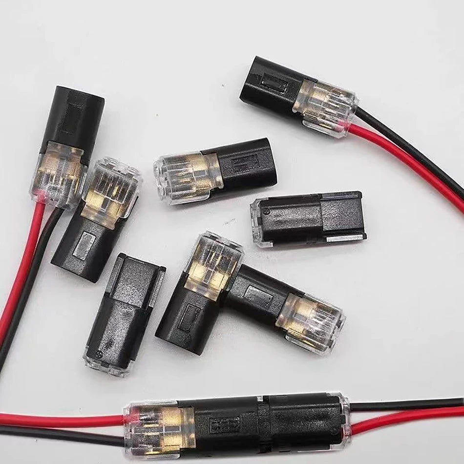 20/50/100 Pcs Double-Wire Plug-in Connector with Locking Buckle-Pluggable LED Wire Connectors 2 Pin Electrical Wire Connector