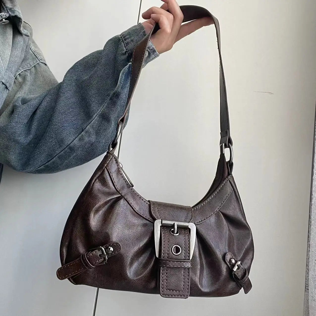 Maillard Style Retro Small Bag, Y2K Wasteland Vintage Leather Shoulder Bag