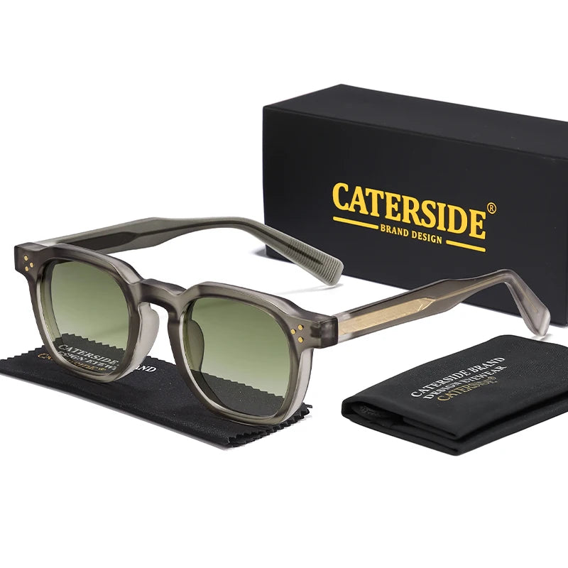 CATERSIDE New Square Men's Sunglasses Personalized Temple Tips Design Sun Glasses Women's Travel Party Eyewear Festival Gift