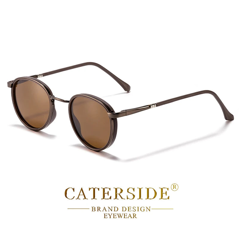 Caterside Vintage Polarized Round Sunglasses Men Hip Hop Style Metal Frame Sun Glasses Women Driving Fishing Party Eyewear Uv400