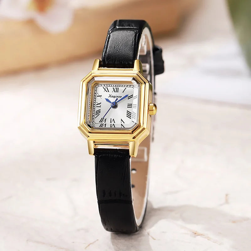 Top Brand Women's Gold Square Small Dial Quartz Watch Fashion Leather Strip Wristwatch Elegant Watches Gift Reloj Dropshipping