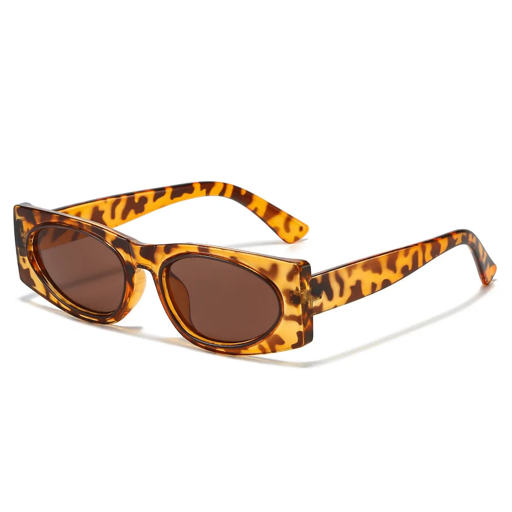 JNPCXI New Ins Popular Fashion Square Sunglasses Women Shades UV400 Retro Leopard Men Trending Oval Lens Sun Glasses