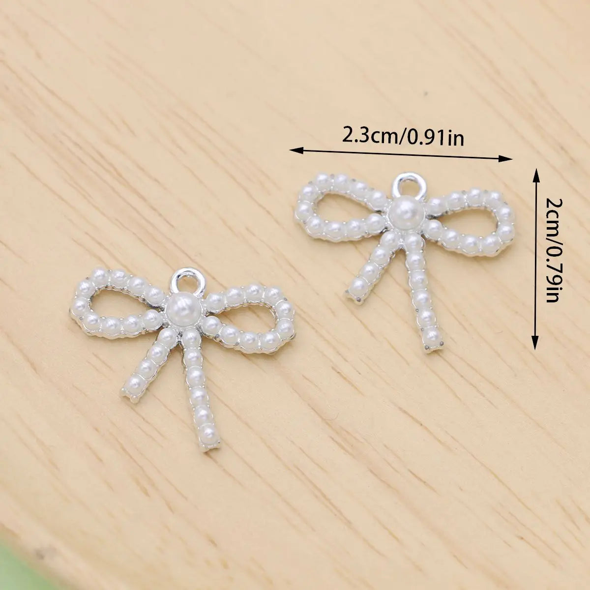 8Pcs Silver Plated Christmas Bow Charm Pendant for Jewelry Making Earrings Bracelet Necklace Accessories DIY Craft Findings