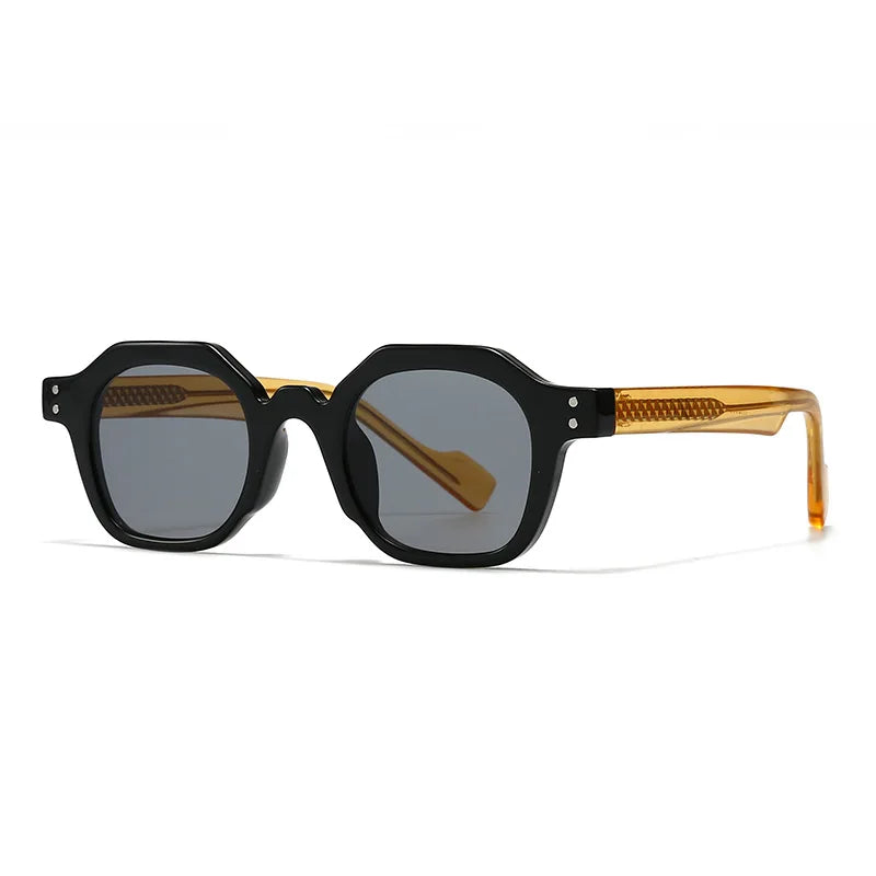 JNPCXI New Fashion Square Women Sunglasses Shades UV400 Fashion Green Gradient Men Punk Rivets Sun Glasses